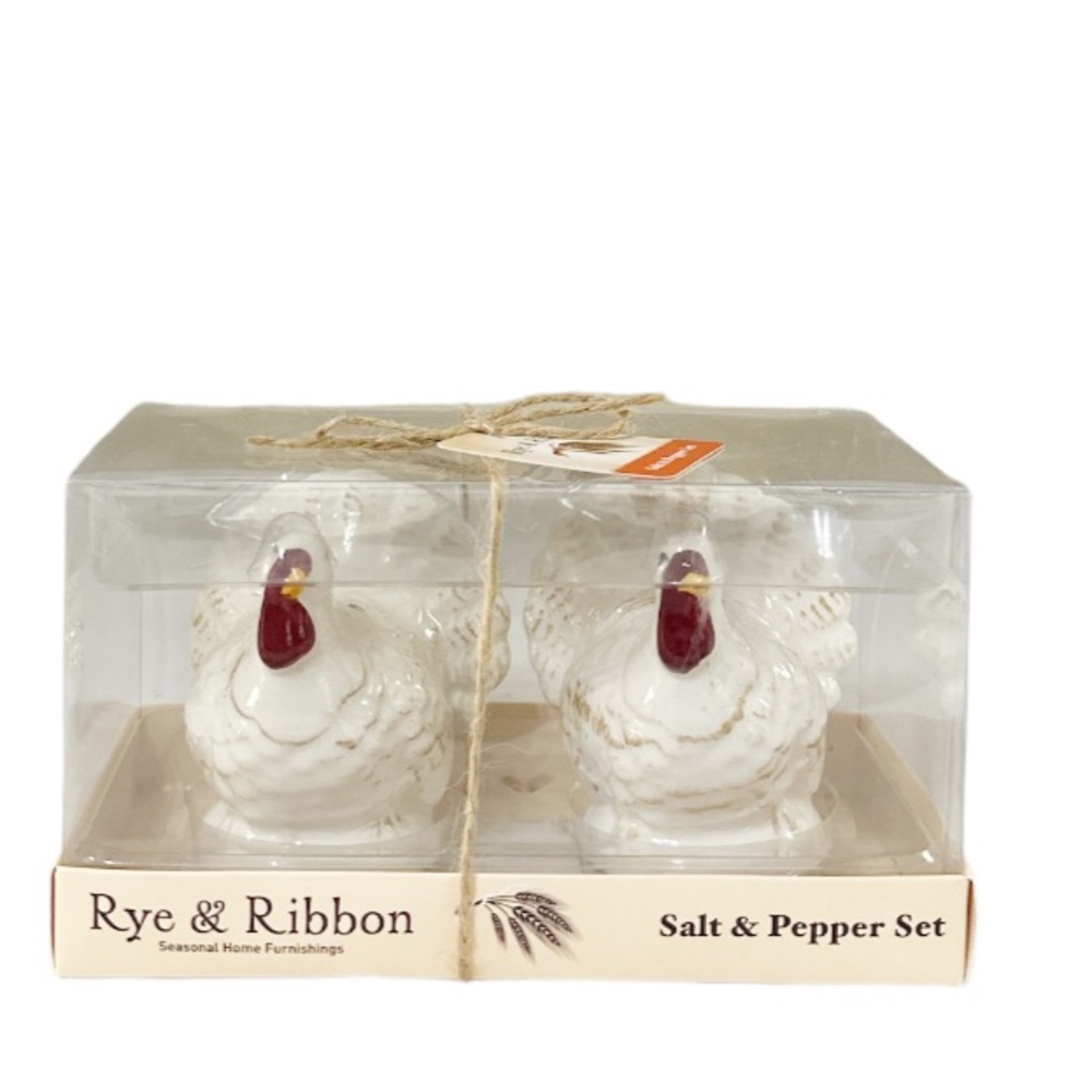 NEW Rye & Ribbon TURKEY SALT & PEPPER Shaker Set 🍁🦃🍁